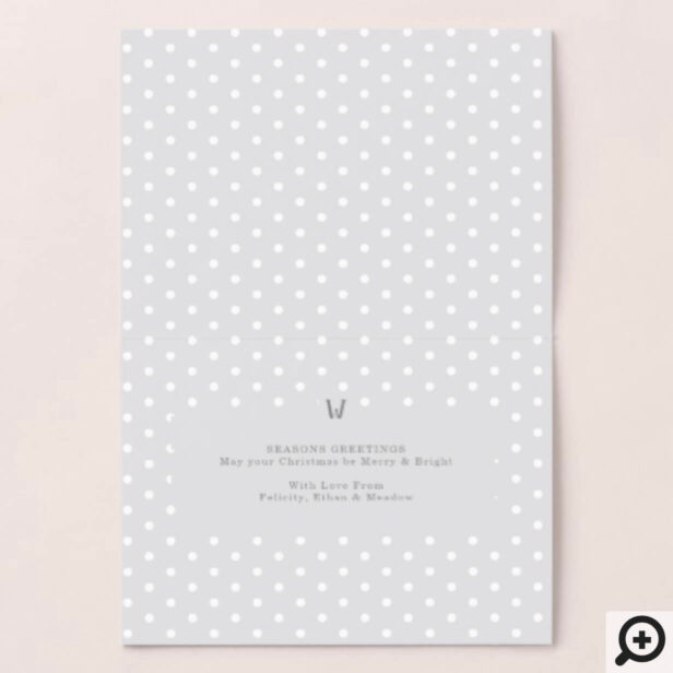 Festive Holiday Raccoon Etching Family Monogram Foil Card