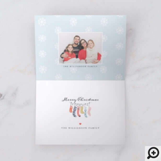Merry Christmas | Cute Colourful Stockings Hanging Holiday Card