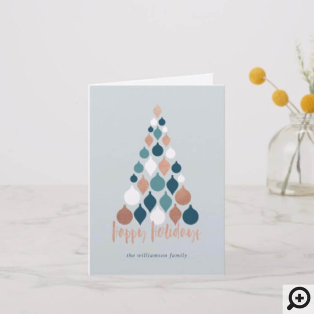 Happy Holidays | Modern Christmas Ornament Tree Holiday Card