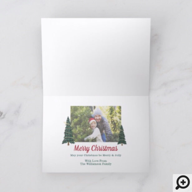 Merry Christmas Vintage Bear Tree Delivery Photo Holiday Card