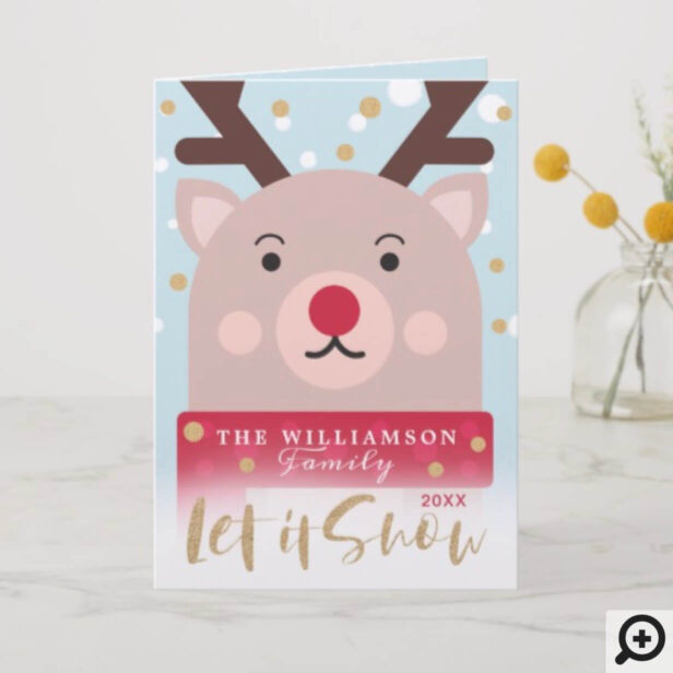 let it Snow | Cute Winter Reindeer Holiday Card