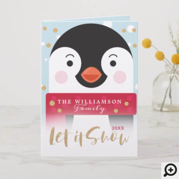 let it Snow | Cute Winter Penguin Holiday Card