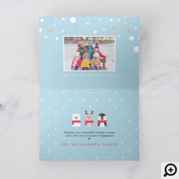 Let It Snow | Cute Reindeer, Polar Bear & Penguin Holiday Card