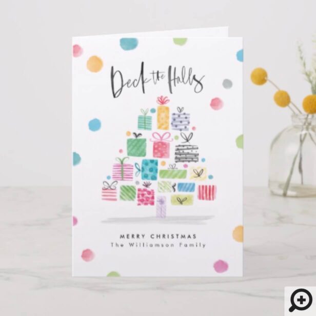 Deck The Halls | Watercolor Gift Christmas Tree Holiday Card