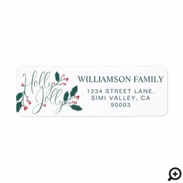 Holly Jolly | Festive Greenery & Red Berry Holly Label