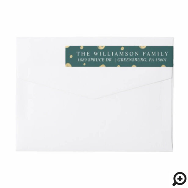 Christmas tree and leaves Monogram Family Crest Wrap Around Label