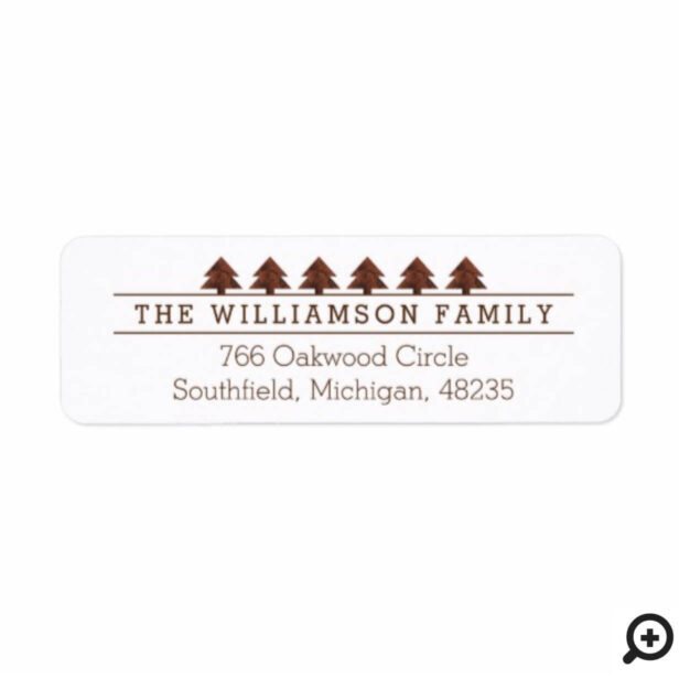 Rustic Woodgrain Outdoor Pine Tree Forest Family Label