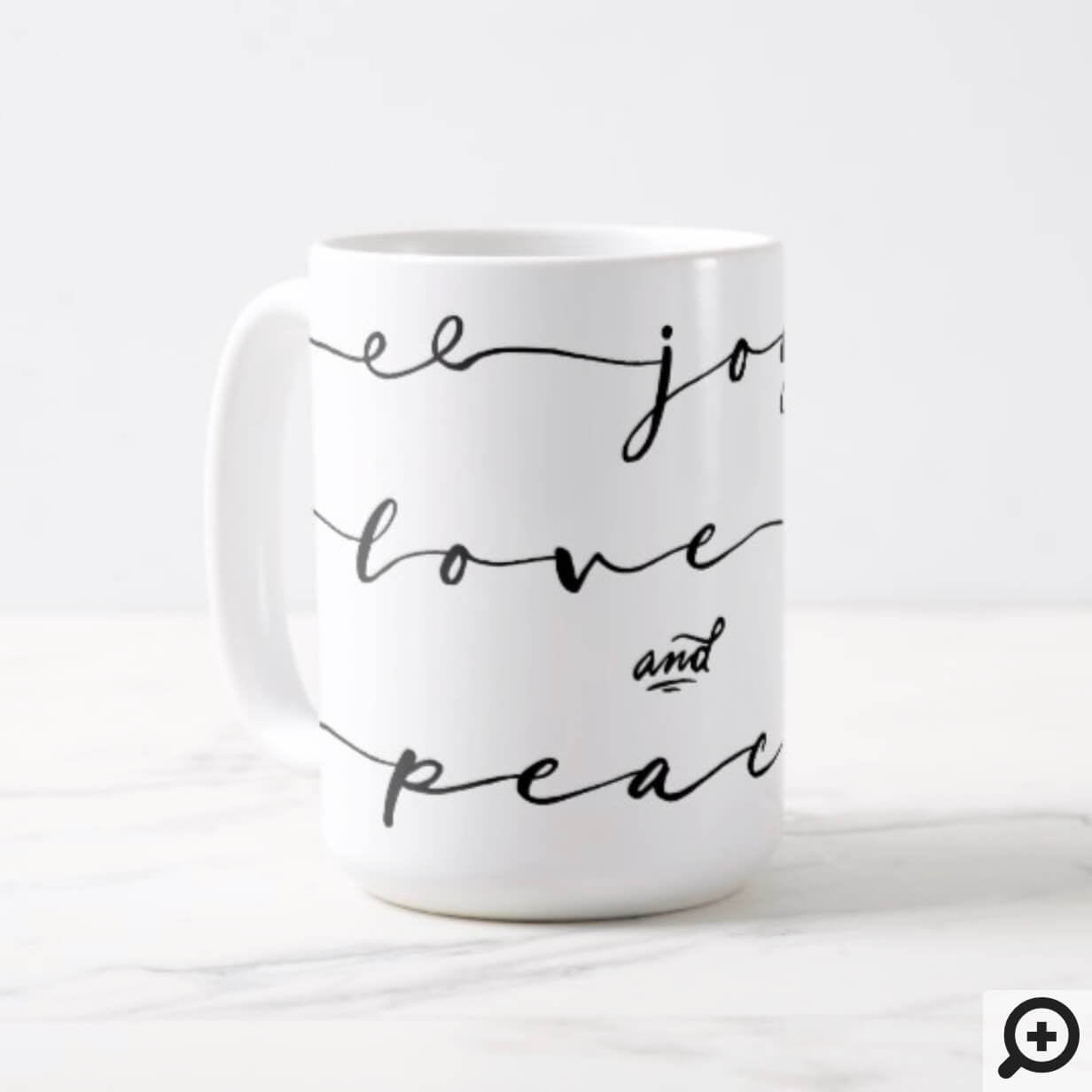 Joy, Love & Peace | Elegant Handwriting Holiday Coffee Mug