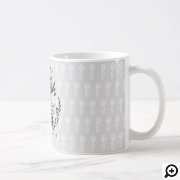 Festive Holiday Bunny Etching Family Monogram Coffee Mug