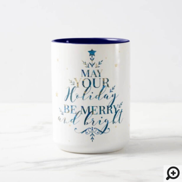 Elegant Magical Christmas Tree Typographic Two-Tone Coffee Mug