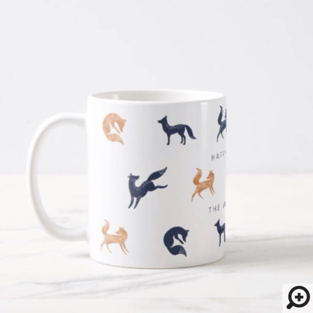 Purple Blue & Copper Holiday Woodland Forest Foxes Coffee Mug
