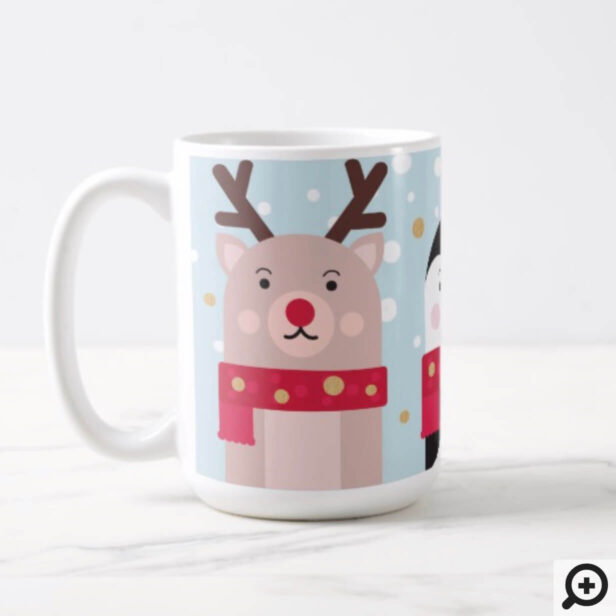 Winter Christmas Reindeer, Polar Bear & Penguin Coffee Mug