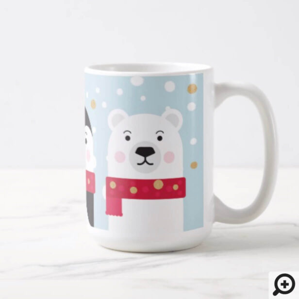 Winter Christmas Reindeer, Polar Bear & Penguin Coffee Mug