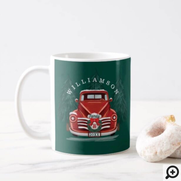 Merry Christmas Vintage Red Truck Christmas Tree Coffee Mug