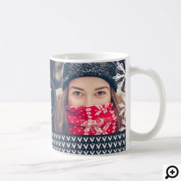 Festive Christmas Knitted Sweater Monogram & Photo Coffee Mug