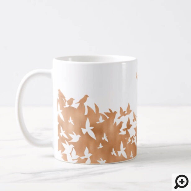 Flock of Soaring Doves Flying in the Sky | Holiday Coffee Mug
