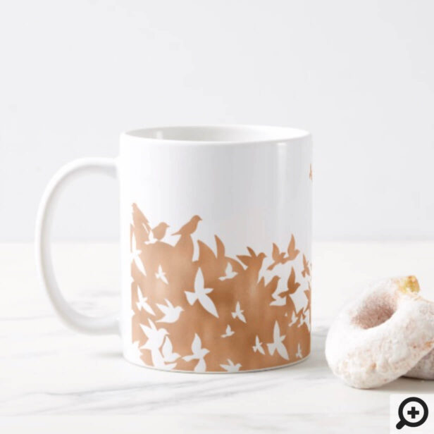 Flock of Soaring Doves Flying in the Sky | Holiday Coffee Mug