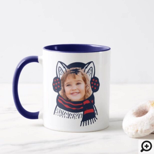 Festive Plaid Kitty Cat Character Photo Holiday Mug