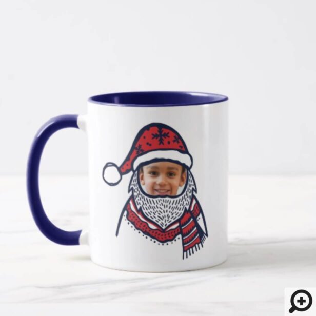 Festive Plaid Santa Claus Character Photo Holiday Mug