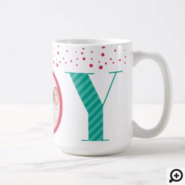 Modern Bright "Joy" Red Ornament | Holiday Photo Coffee Mug
