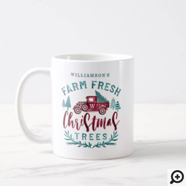 Farm Fresh Old Red Truck Christmas Tree Delivery Coffee Mug