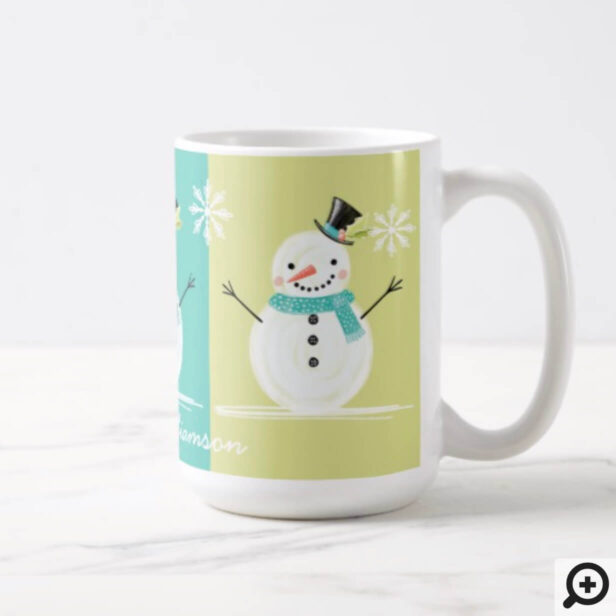 Colourful Jolly Snowman Christmas Winter Scenery Coffee Mug