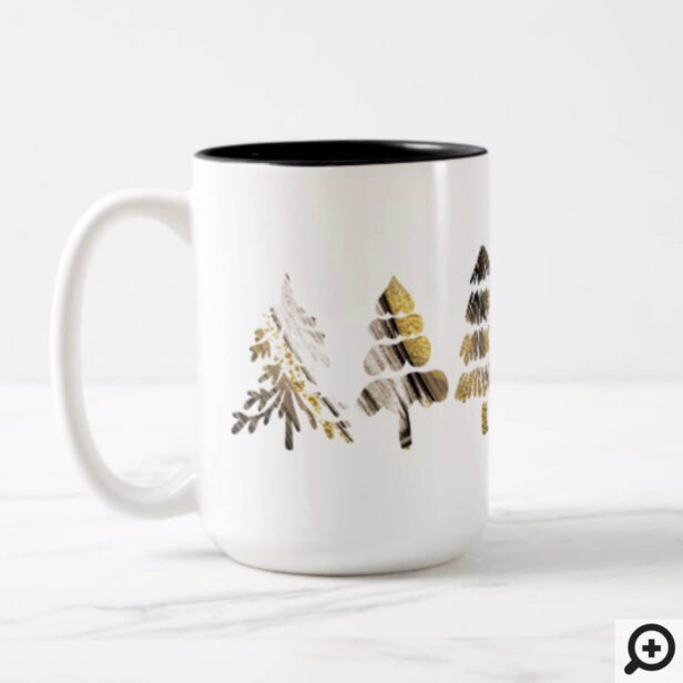 Holiday Blessing | Purple Gold & Black Trees Photo Two-Tone Coffee Mug