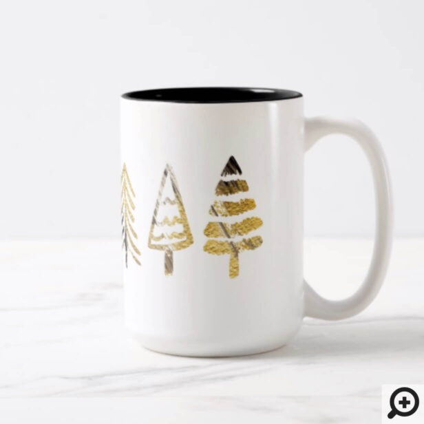 Holiday Blessing | Purple Gold & Black Trees Photo Two-Tone Coffee Mug