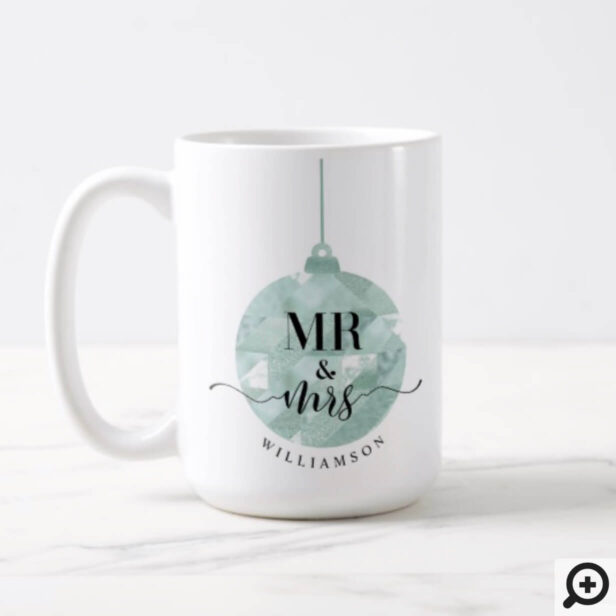 Mr & Mrs | Elegant Shimmering Teal Gold Newlyweds Coffee Mug