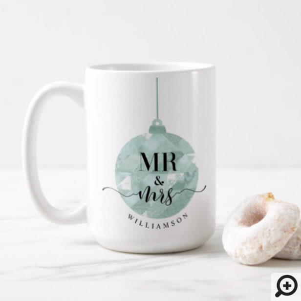 Mr & Mrs | Elegant Shimmering Teal Gold Newlyweds Coffee Mug