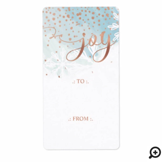Joy | Dusty Grey Watercolor Ombre Wash Snowflakes Label