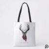 Cozy & Warm | Red Buffalo Plaid Reindeer Monogram Tote Bag