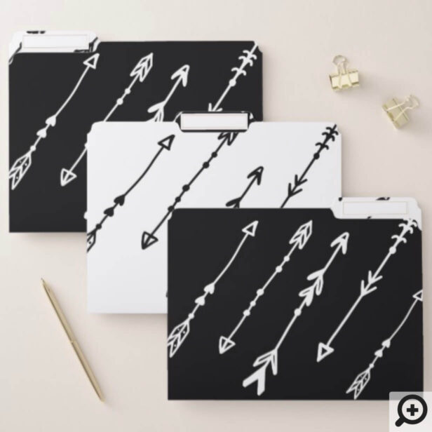 Bold Trendy & Chic Black & White Bohemian Arrows File Folder