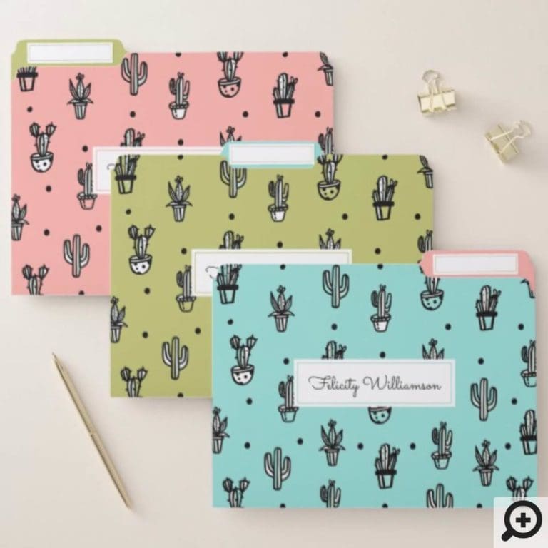 Fun, Trendy & Chic Stylish Potted Cactus Plants File Folder ...