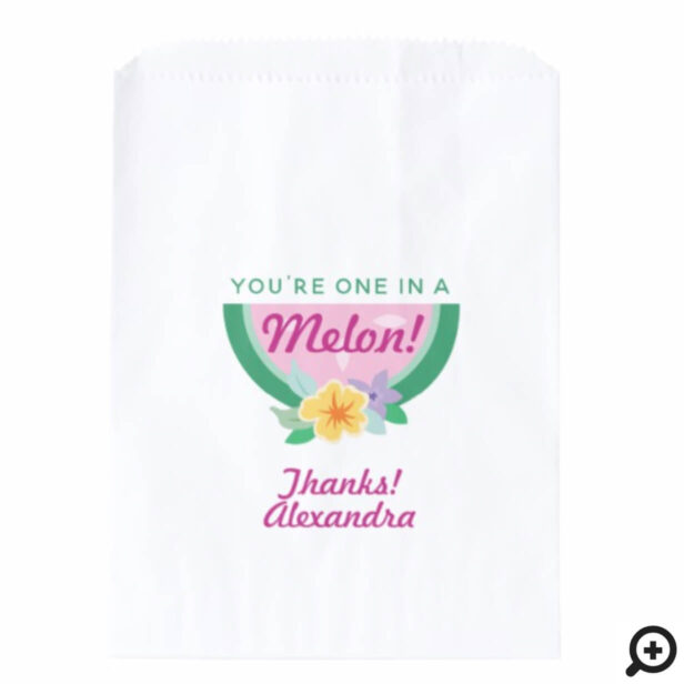 "One In A Melon" Pink & Green Watermelon Tropical Favor Bag