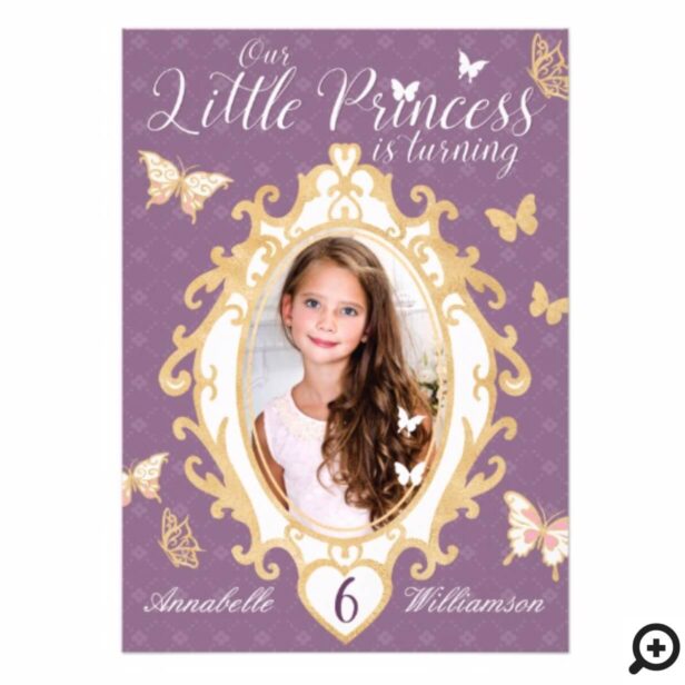 Little Princess Violet & Gold Birthday Invitation