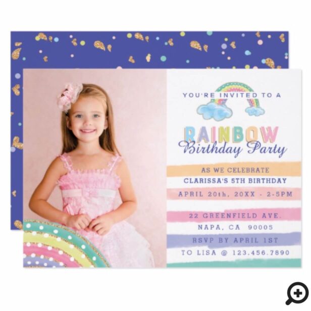 Watercolor Rainbow Stripes Baby Shower Invitation