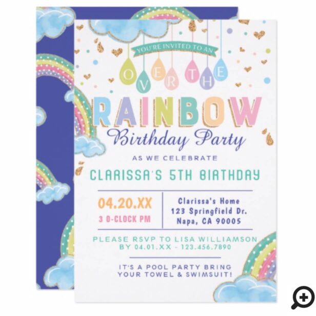 Cute Watercolor Rainbow Birthday Party Invitation