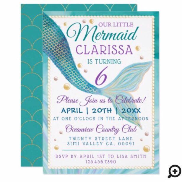 Under The Sea Mermaid Birthday Party Invitation