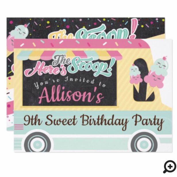 Fun Bold Ice Cream Truck Birthday Party Invitation