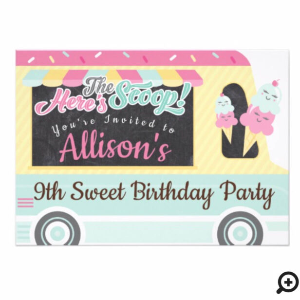 Fun Bold Ice Cream Truck Birthday Party Invitation