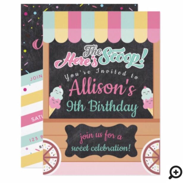 Colorful Ice Cream Cart Birthday Party Invitation