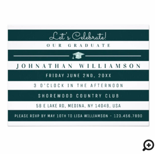 Elegant Forest Green & Mint Grad Photo Invitation