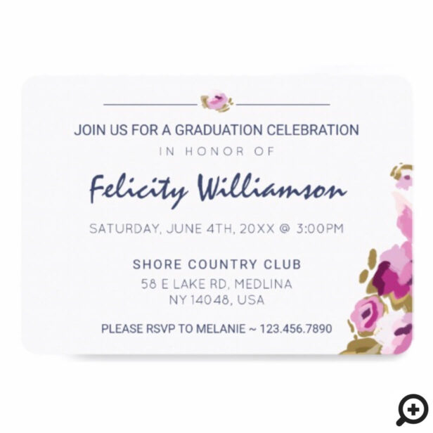 Trendy Chic Abstract Pink Floral Grad Invitation