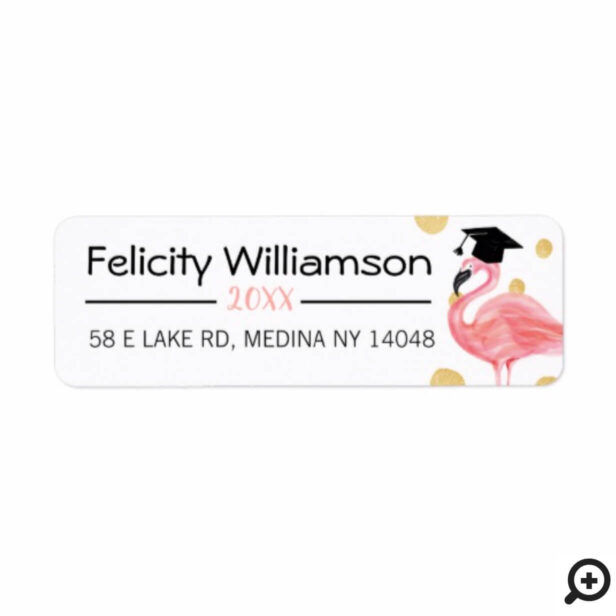 Fun Chic Cute Trendy Pink Flamingo Graduation Cap Label