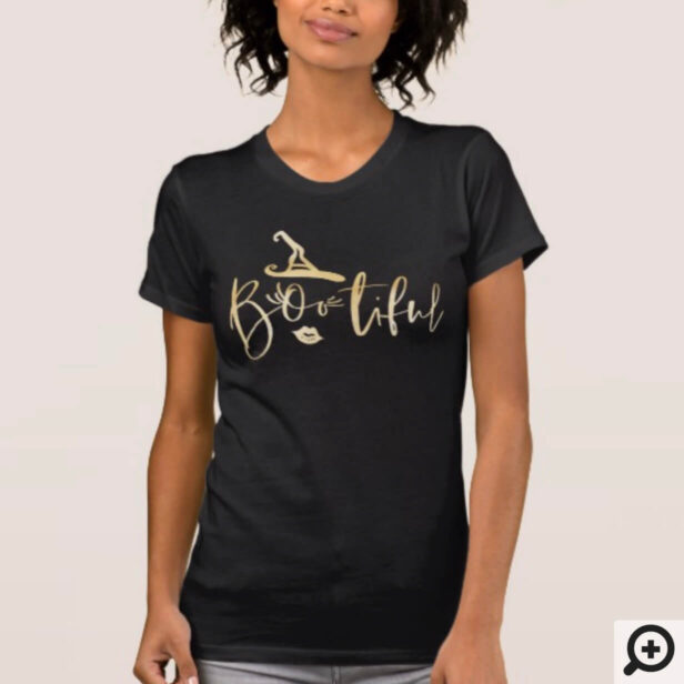 Bootiful Witch Black Script Sexy Halloween Themed T-Shirt