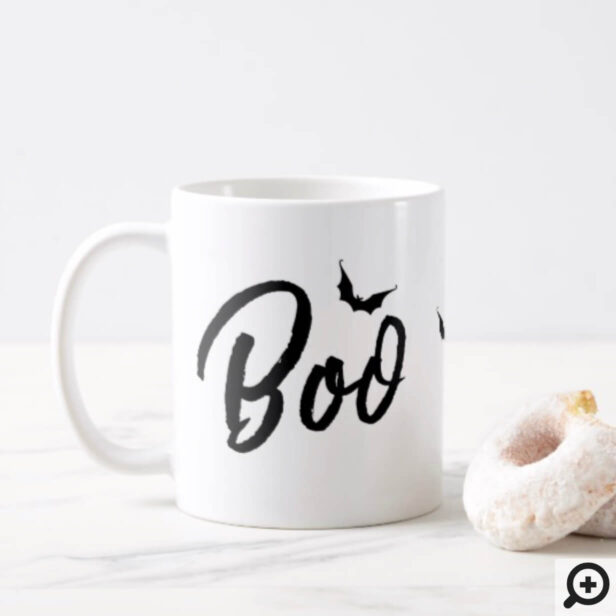Minimalistic Typographic Halloween & Bat Theme Coffee Mug