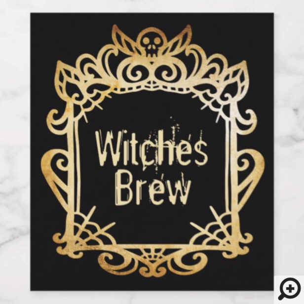 Witches Brew | Spooky Skull Decorative Halloween Wine Label