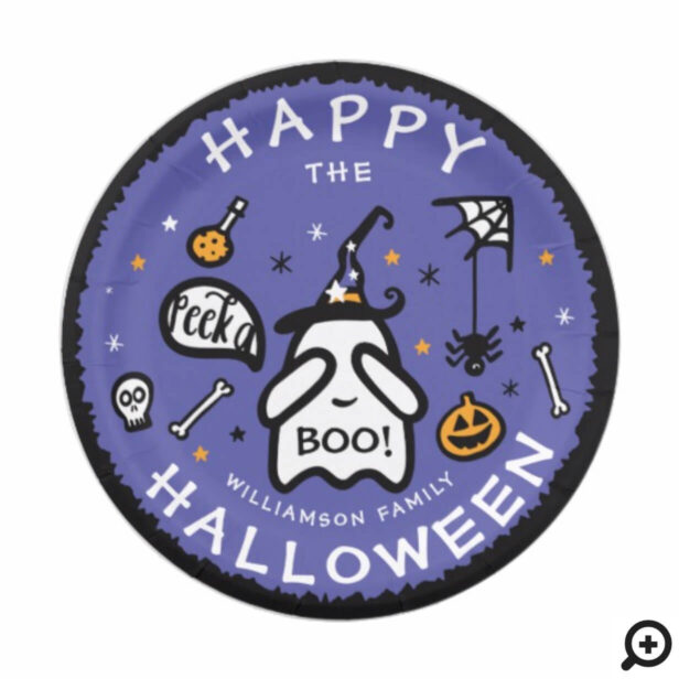 Cute Adorable Peek a Boo! Ghost Happy Halloween Paper Plate