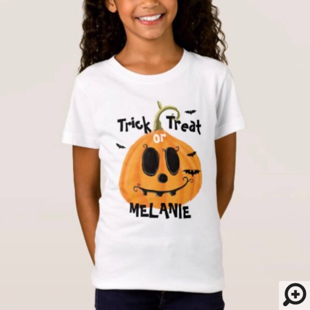 Tick or Treat Jack-O-Lantern Pumpkin and bats T-Shirt